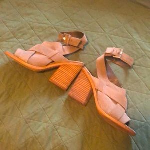 Taupe Suede Marc Fisher Heeled Sandals